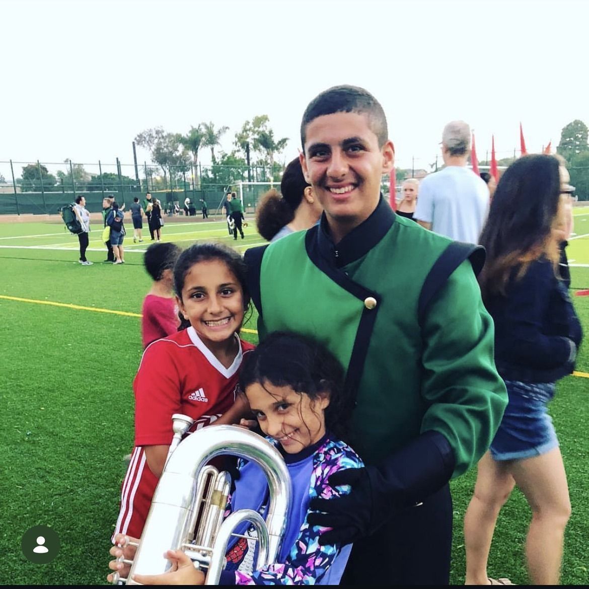 Armaan at his first marching band performance