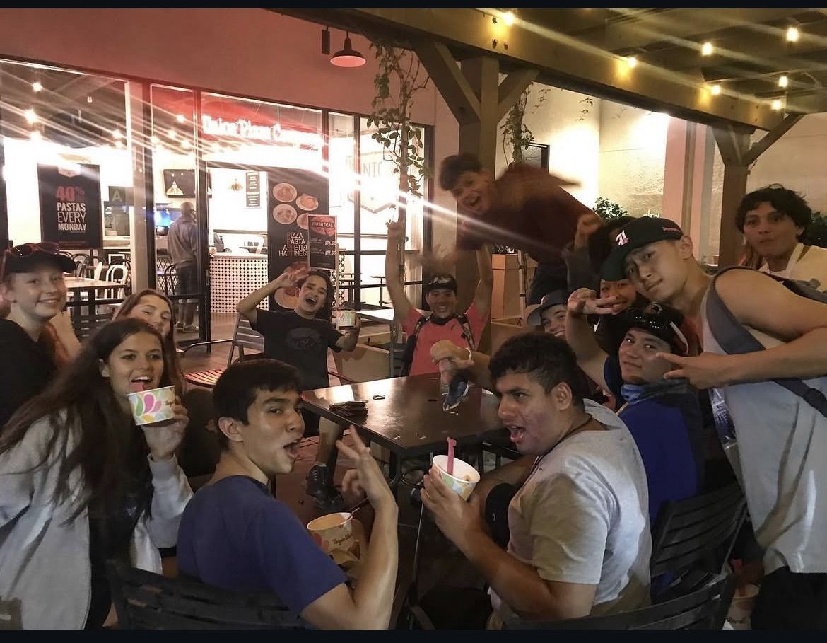 Armaan and bandmates on the annual YogurtLand trip