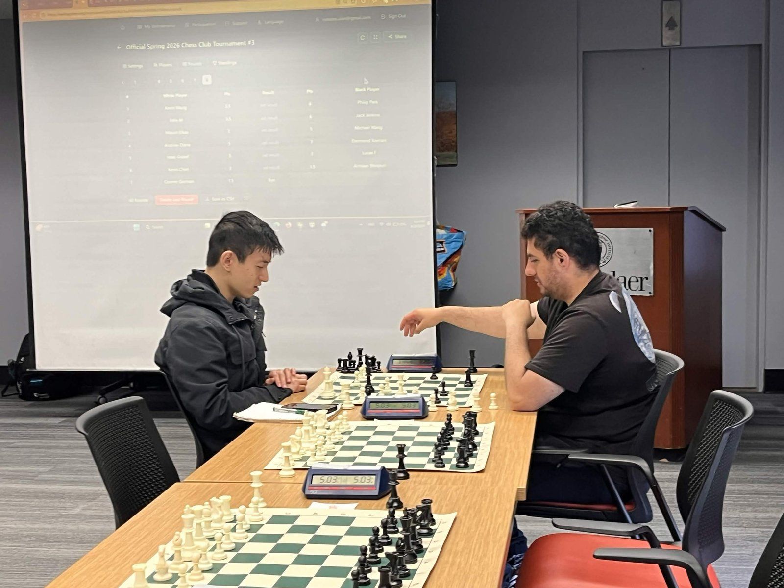Armaan playing a game at the RPI Chess Club's Spring 2026 internal tournament