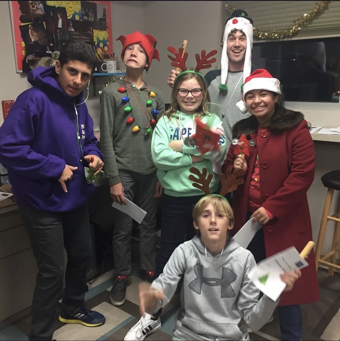 Youth group members at a Christmas party