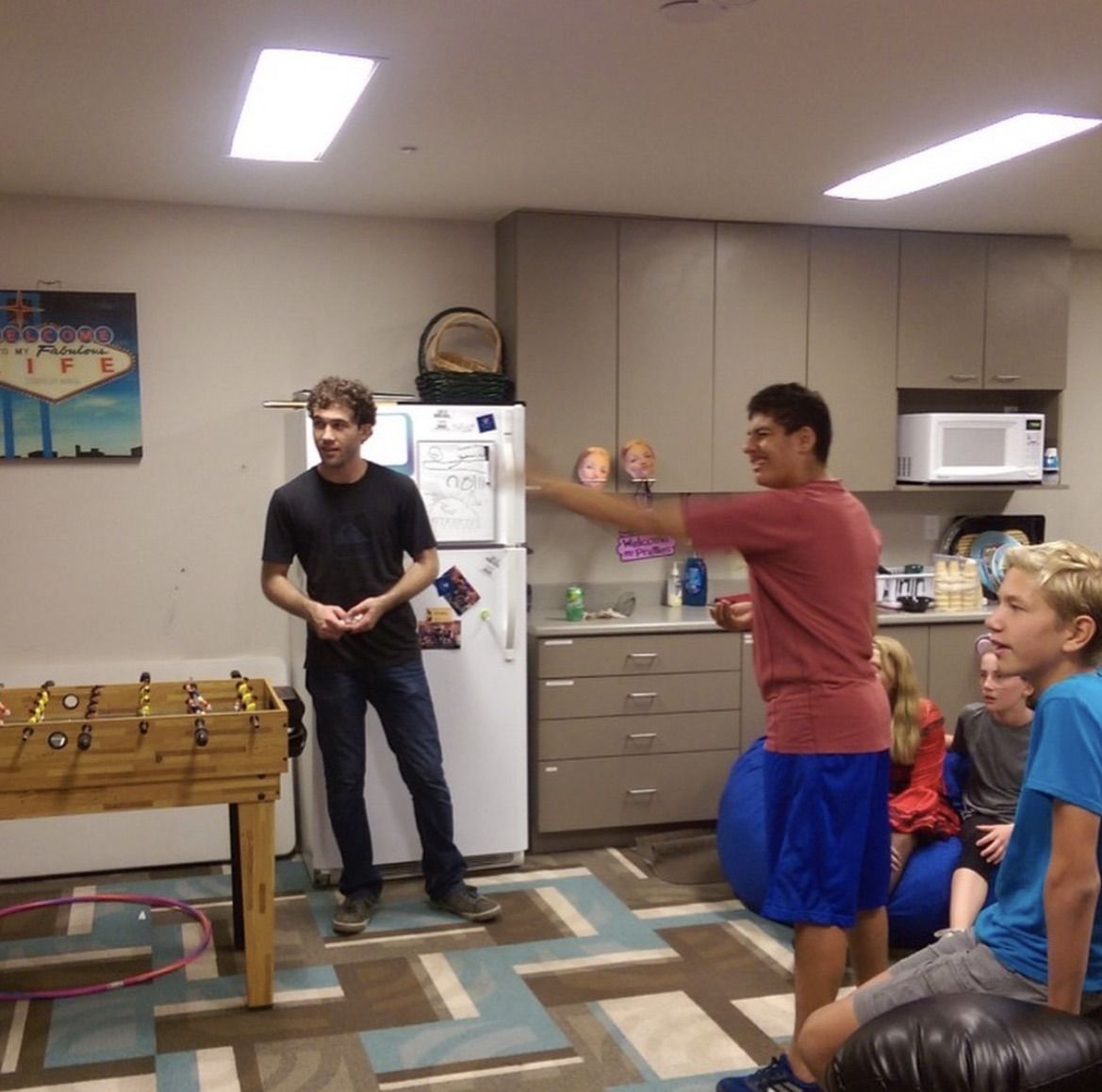 Youth group members at Halloween game night