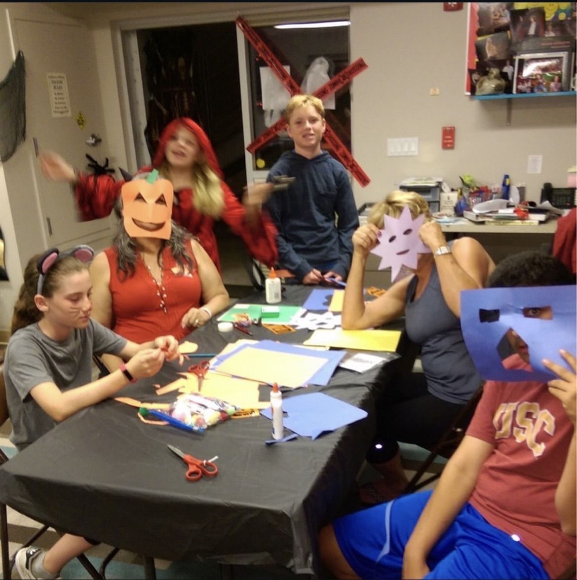 Youth group members at Halloween game night