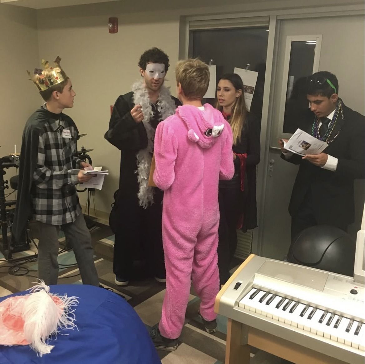Youth group members at a murder mystery night